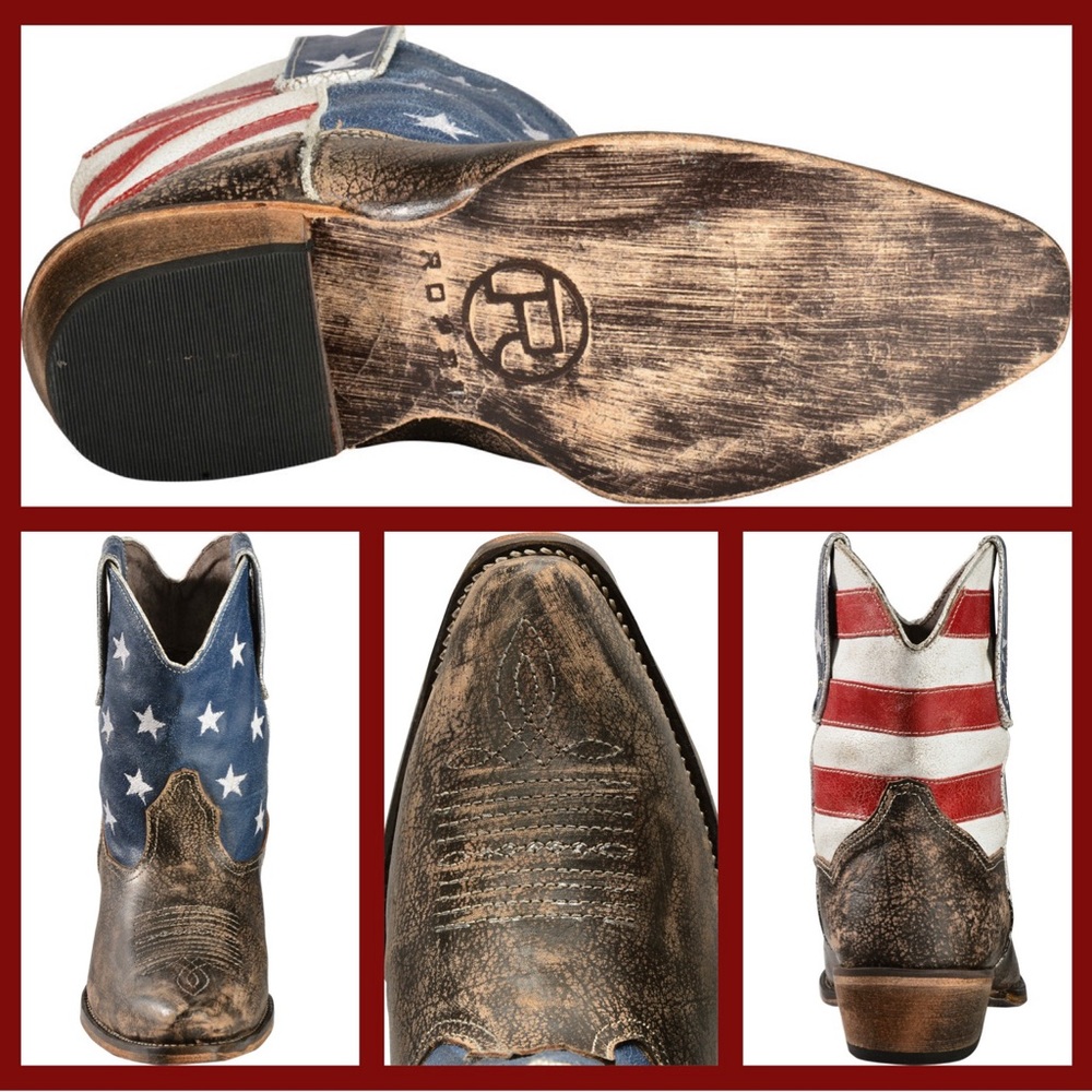 Roper® Women’s American Flag Shorty Cowgirl Boots- Size 10 - USA American Beauty - Picture 6 of 13